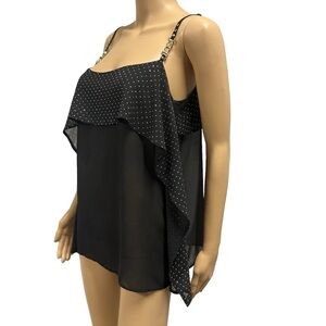 Cache Gold Jewelry Chain Spaghetti Strap Layered Sleeveless Cami Tank Blouse M